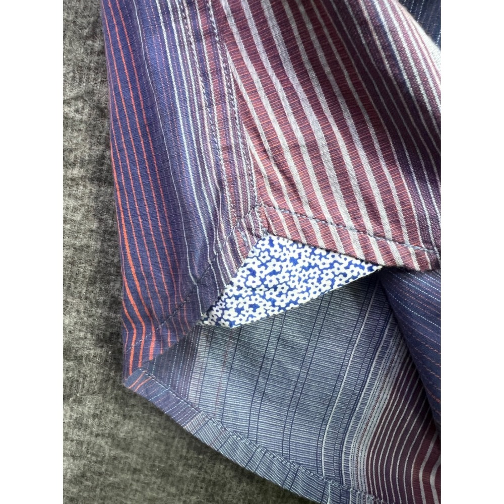 Tommy Bahama Mens XL Striped Button Down Shirt Blue Burgundy Cotton T310289 - Picture 7 of 13